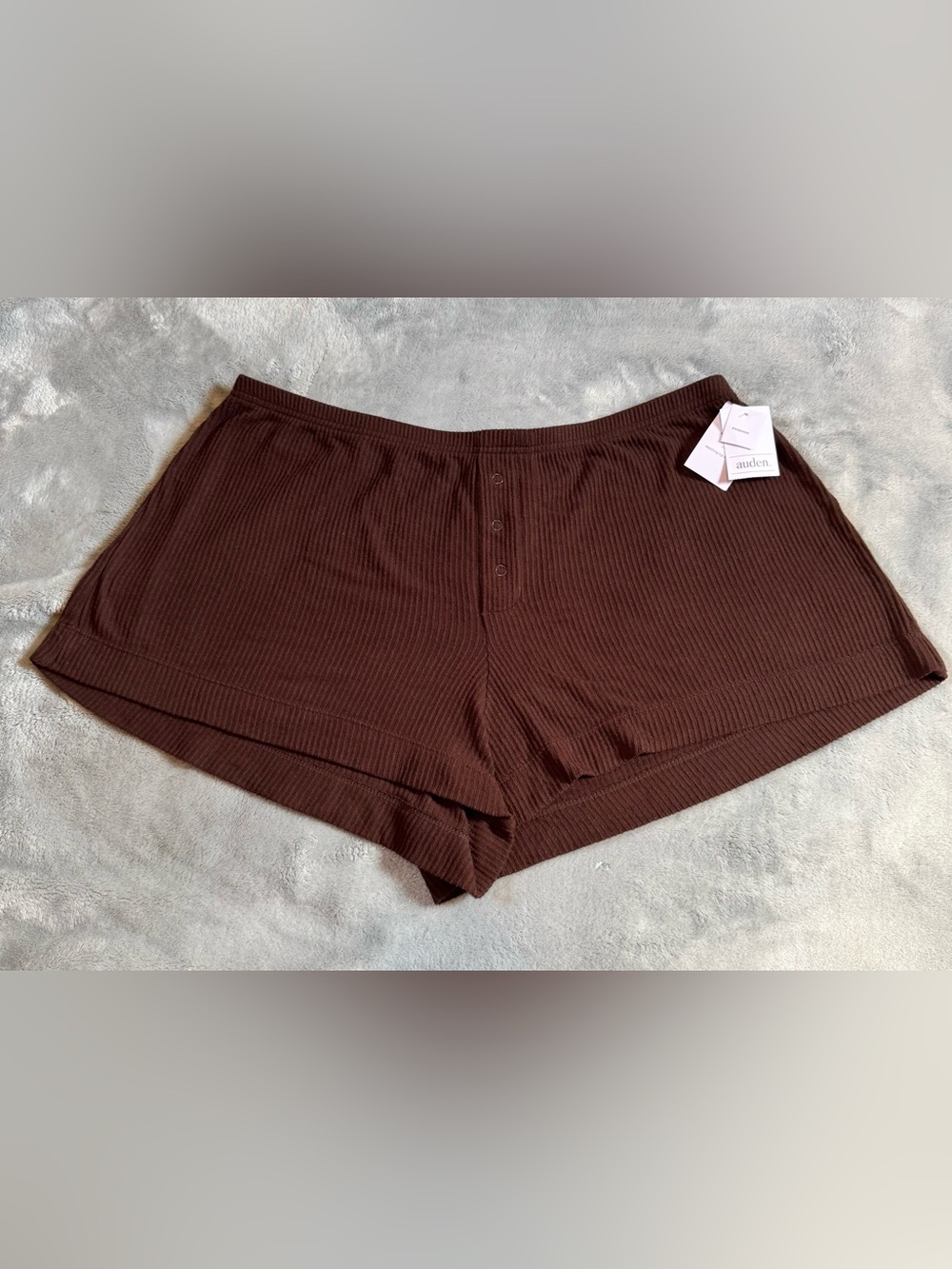 Auden Cozy Ribbed Brown Women’s Lounge Shorts